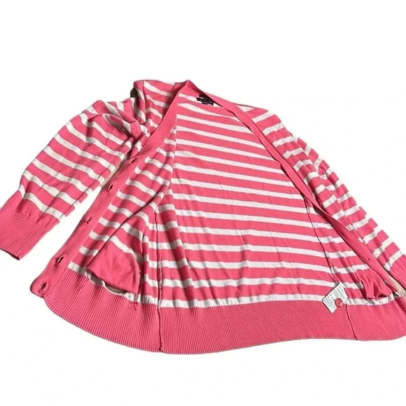 Tommy  Hilfiger long striped button front cardigan,women Large.100% Pima cotton - Picture 14 of 16